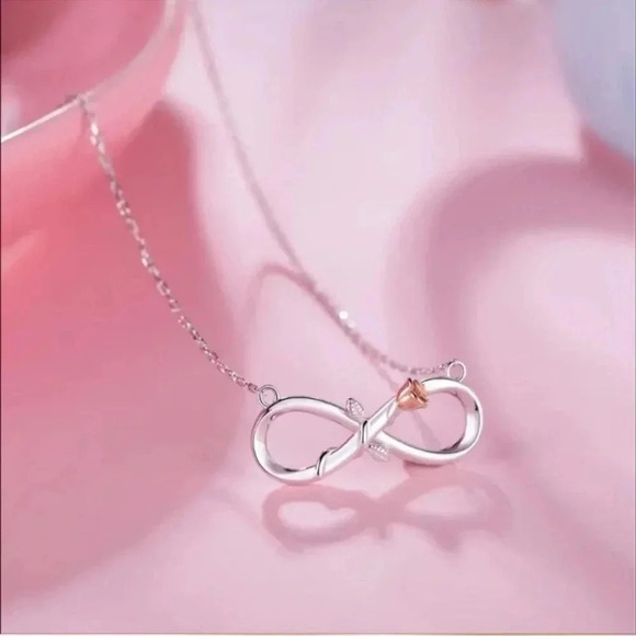 1 LEFT! Silver Infinity Rose Necklace - Picture 1 of 5